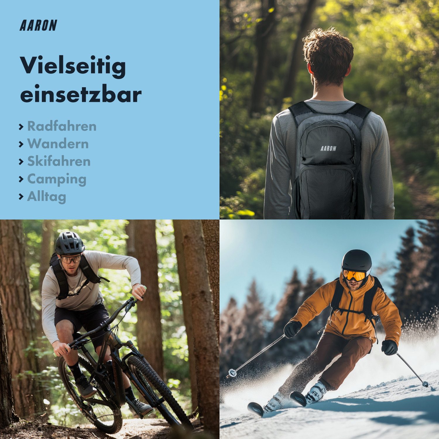AARON Fahrradrucksack 25L Sportrucksack Fahrrad wasserdicht mit Regenschutz Trekking Tour