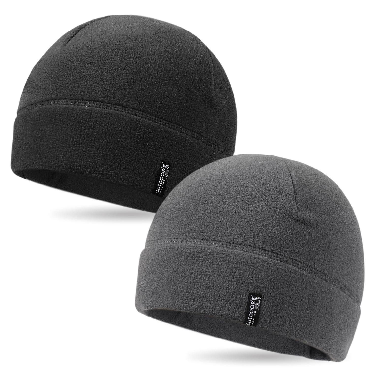 LuxusKollektion Fleecemütze Laufmütze Fleece Sportmütze Herren Damen Black+Grey