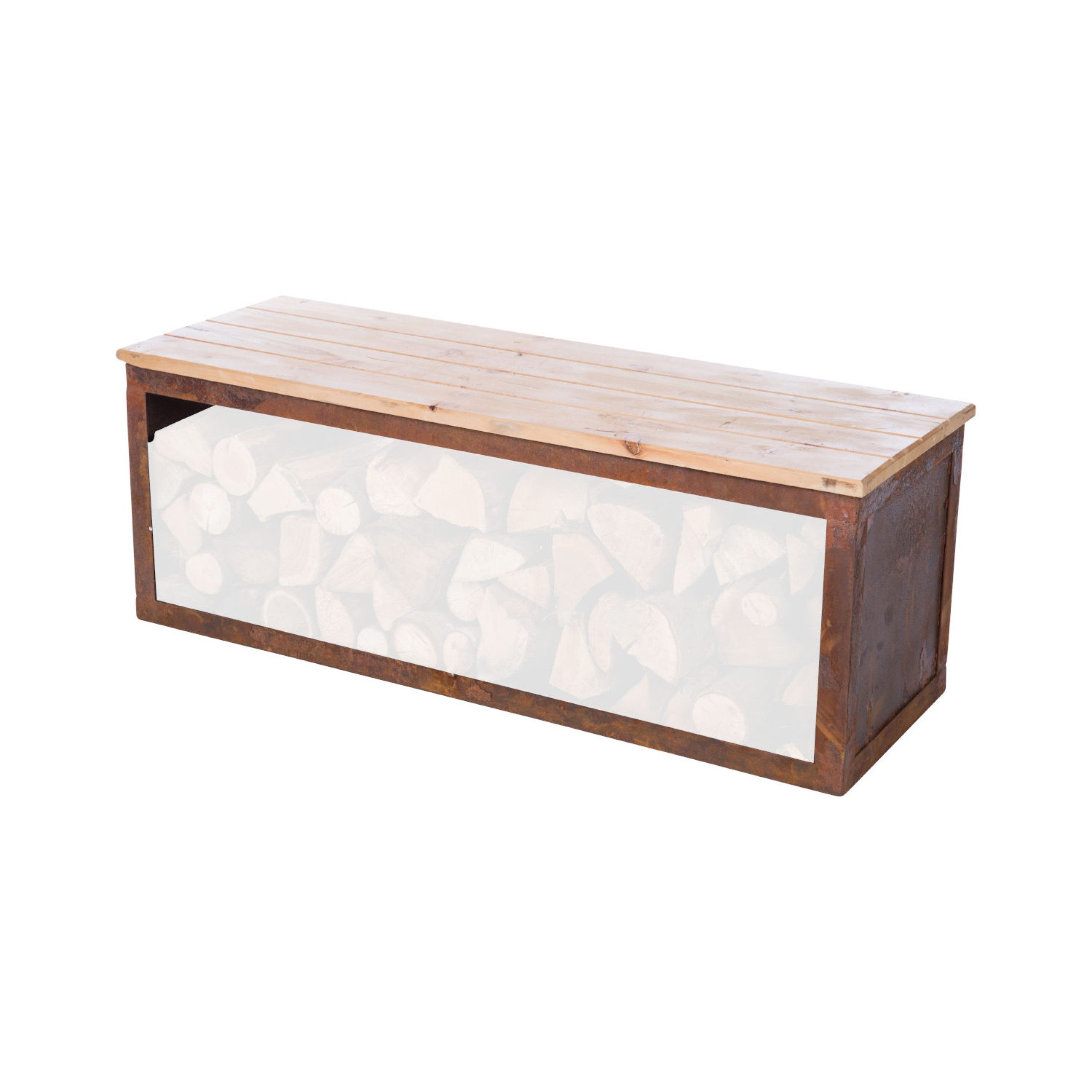 REDFIRE® Sitzbank REDFIRE® Holzlagerbank Tyr Holz/Stahl Rost-Look Out­door-Bank mit