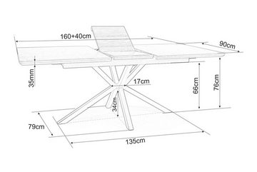 designimpex Esstisch Design GL-111 ausziehbar Tisch Esszimmer Echtholzfurnier