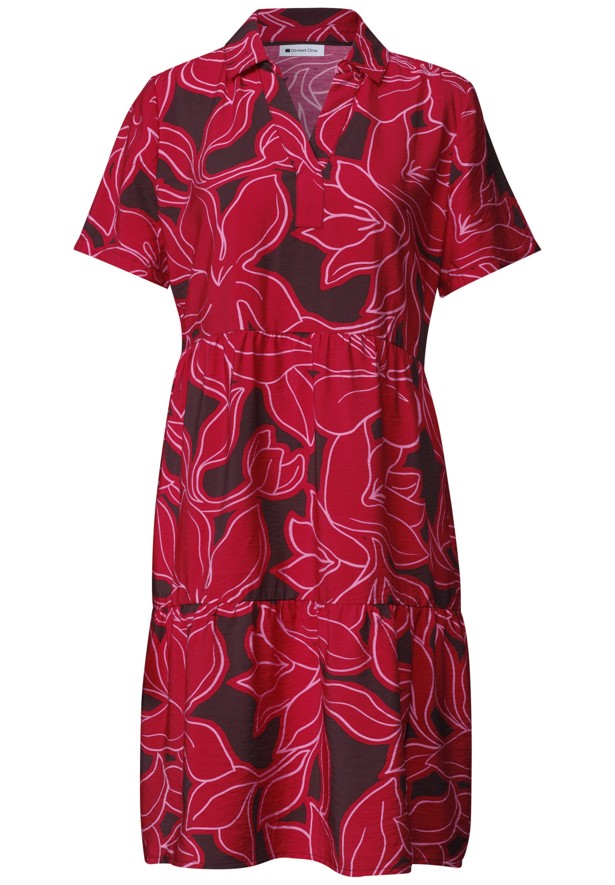 STREET ONE Druckkleid Knielanges Sommerkleid, Kurzarm, bedruckt