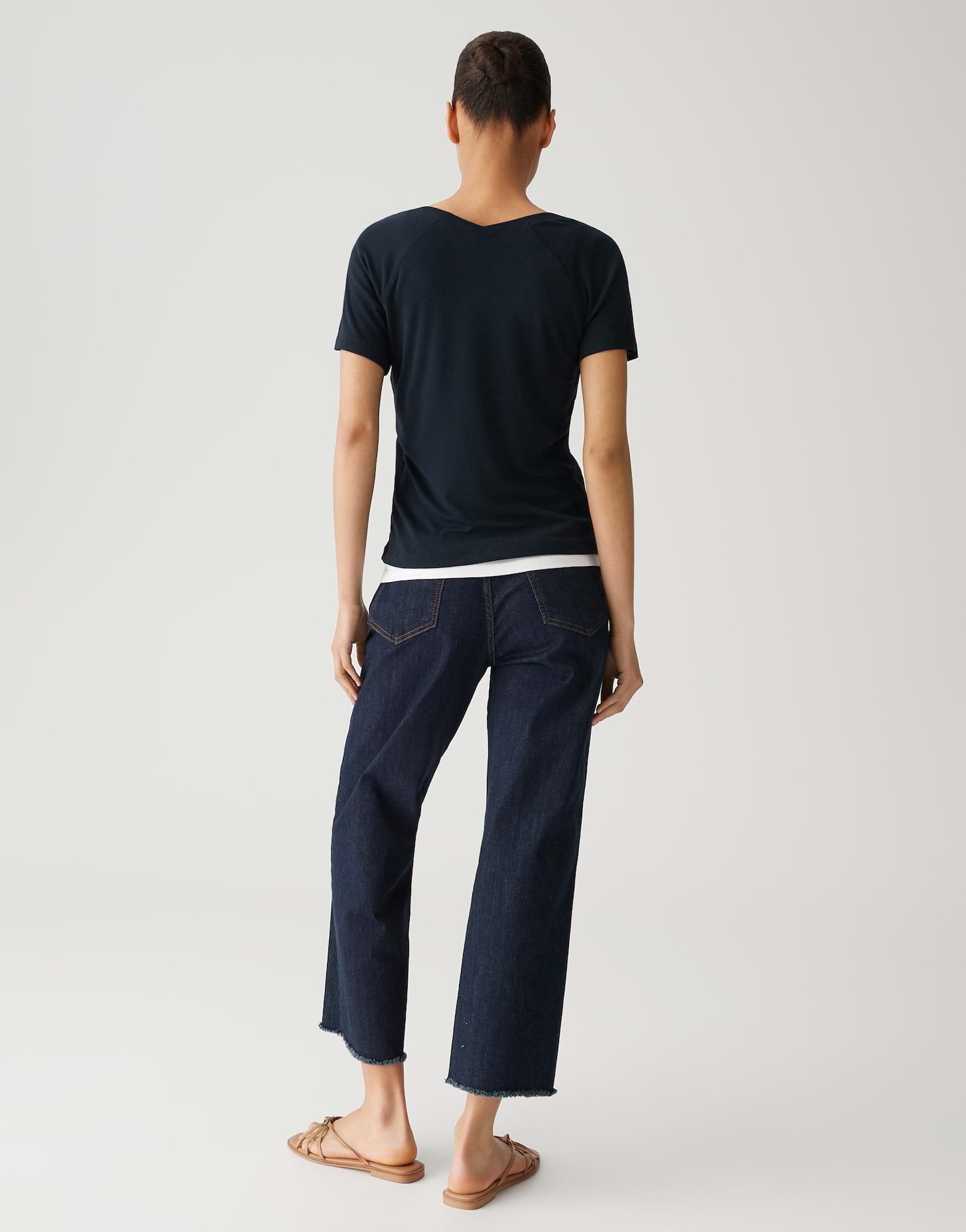 OPUS Kurzarmshirt SAVELLA Slim mit feiner Rippstruktur