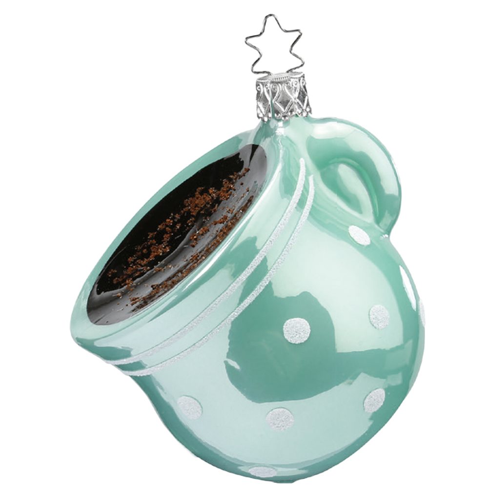 INGE-GLAS® Christbaumschmuck Tasse Kaffee mintgrün 8,5cm starker handbemalt mundgeblasen, (1-tlg)