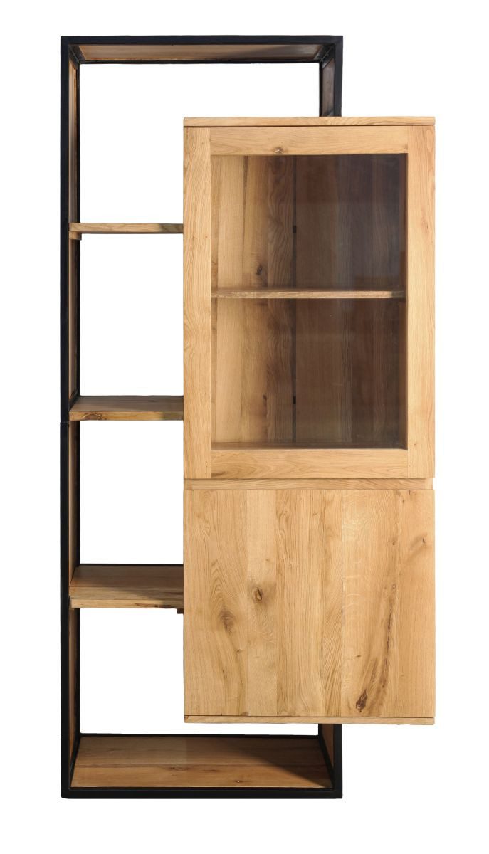 WOLF MÖBEL Drehtürenschrank CITY Schrank 1 Glas- / 1 Holztür / 4 Ablagen / Licht (90 x 183 x 40)