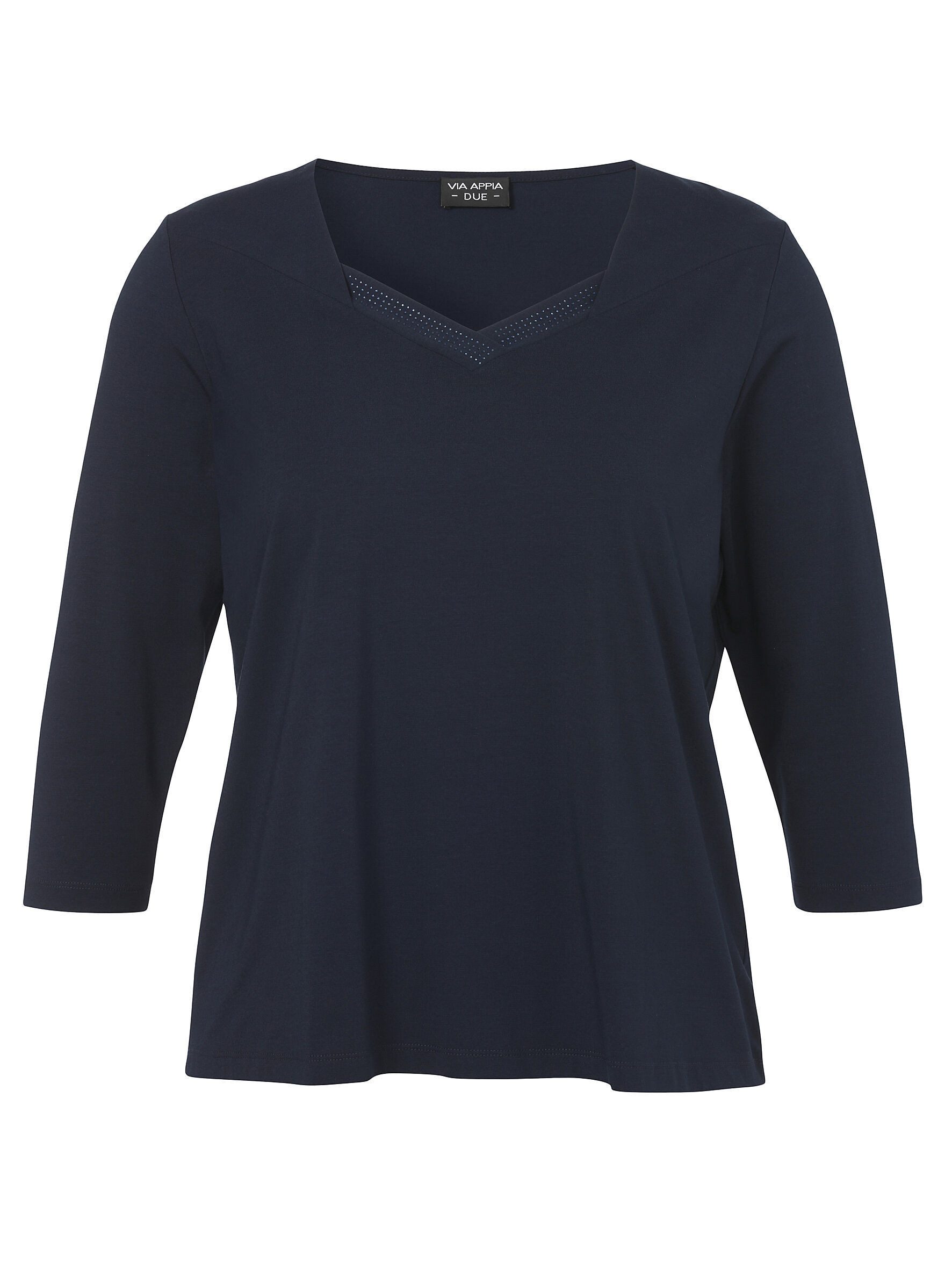 VIA APPIA DUE V-Shirt mit geschmücktem Karree-Ausschnitt