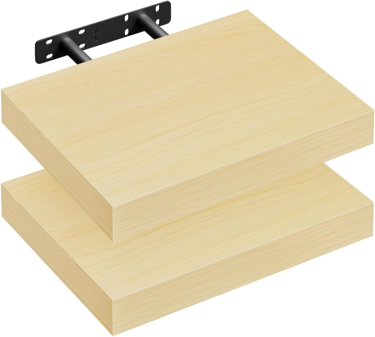 Woltu Wandregal, 2er-Set Wandboard CD DVD Regal Bücherregal Holz Board