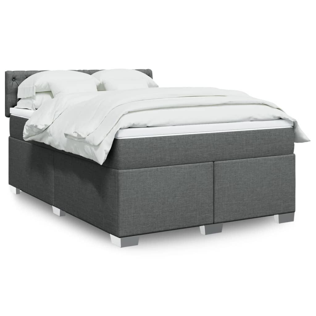 vidaXL Bett Boxspringbett mit Matratze Dunkelgrau günstig online kaufen