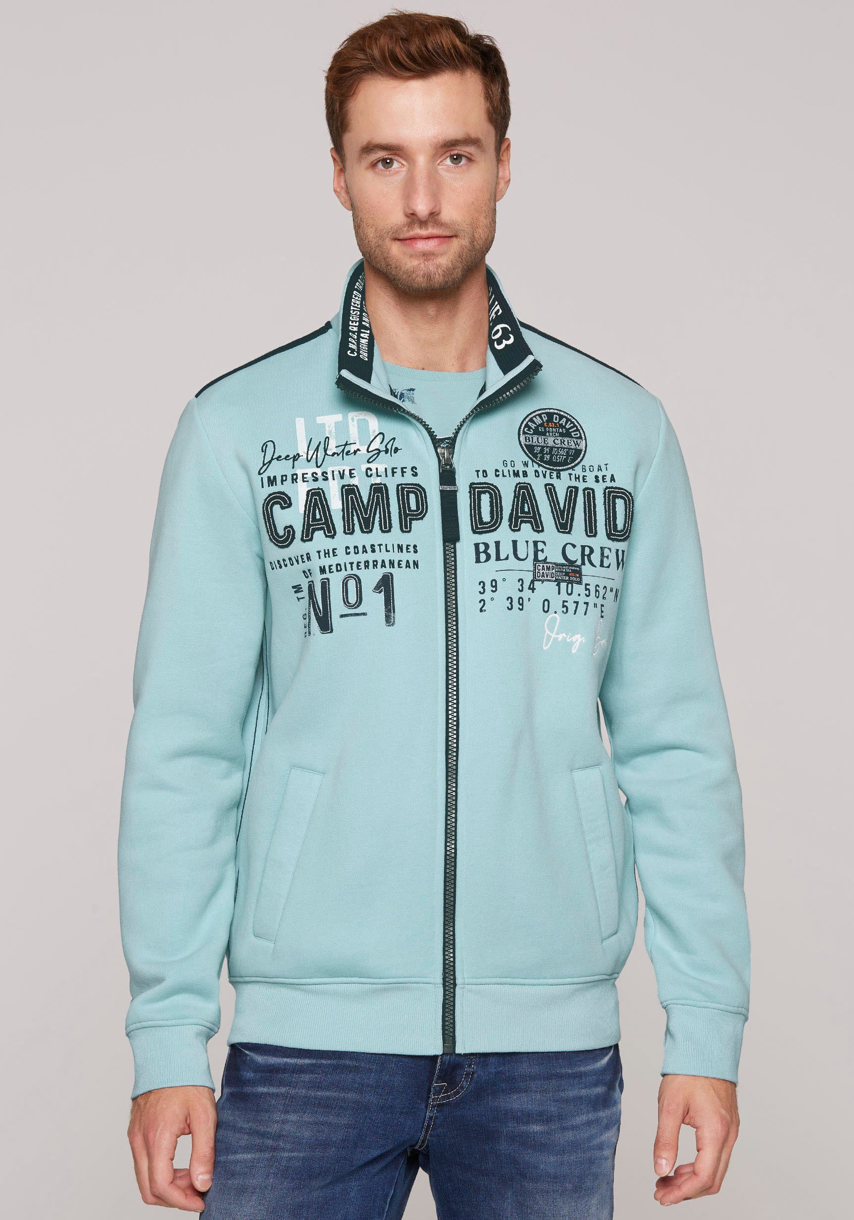 CAMP DAVID Sweatshirt mit Label-Applikationen günstig online kaufen