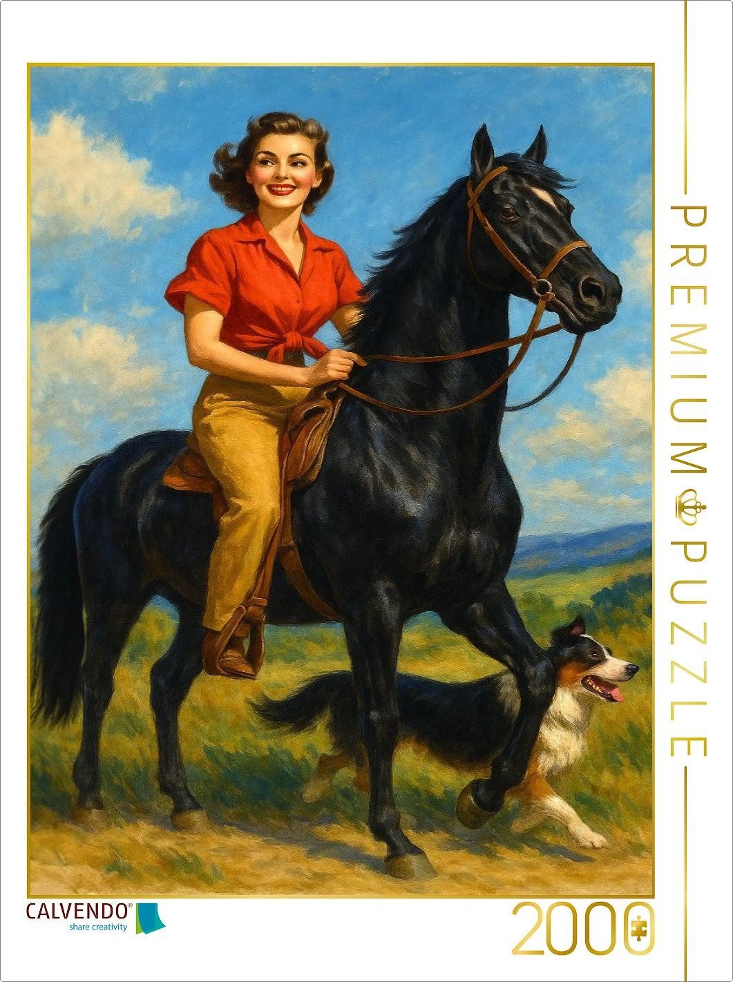 CALVENDO Puzzle CALVENDO Puzzle Hoch zu Ross - Frau der 50er Jahre, 2000 Teile Lege-G, 2000 Puzzleteile