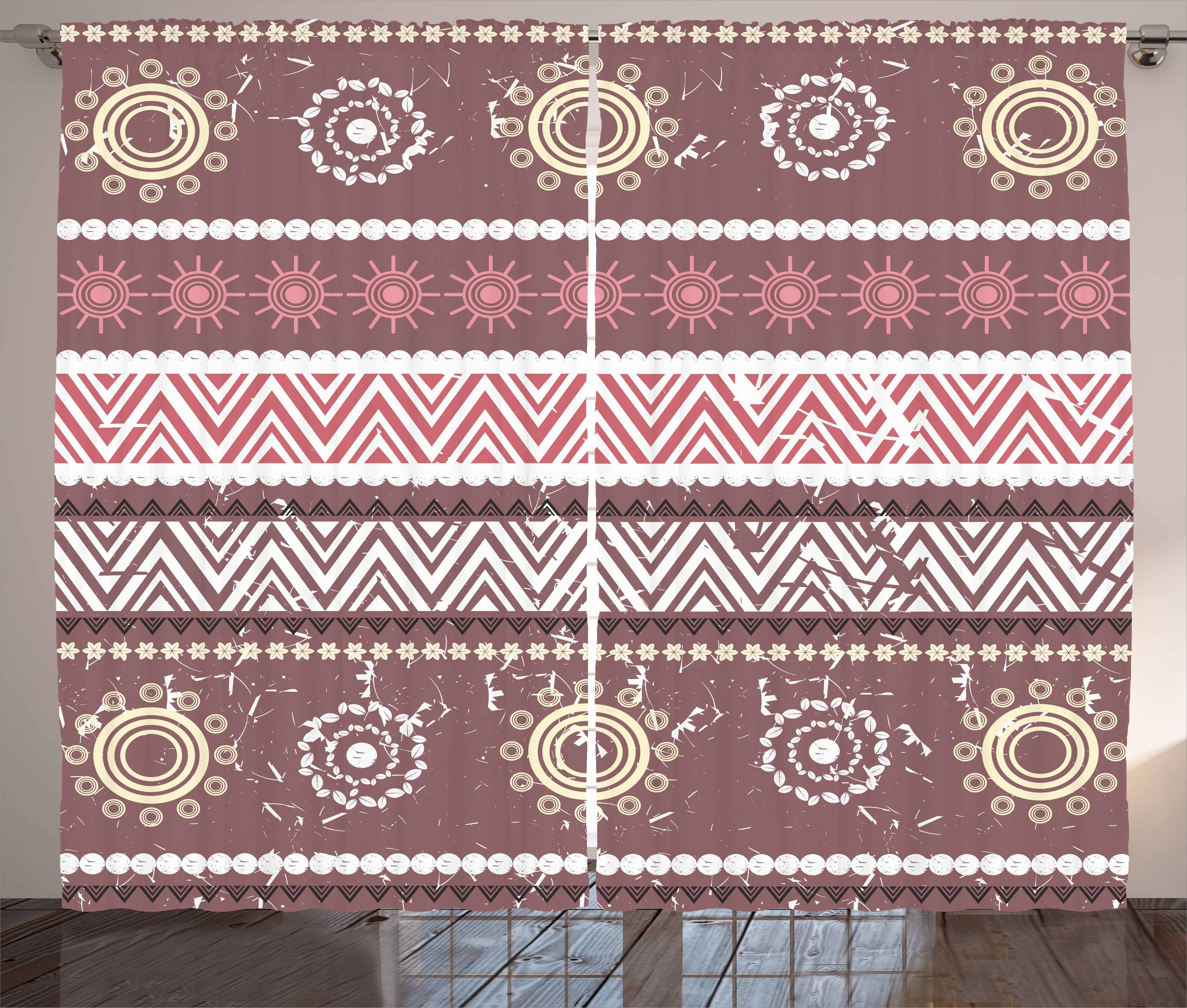 Vorhang Sambia und Haken, Traditionelle Gardine mit Boho Schlafzimmer Schlaufen Kräuselband Antike Abakuhaus,