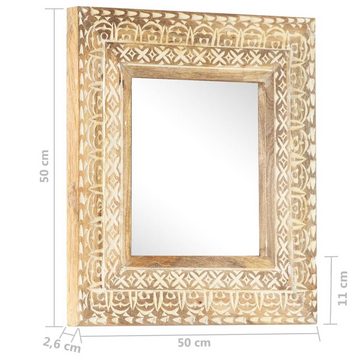 furnicato Wandspiegel Spiegel Handgeschnitzt 50x50x2,6 cm Massivholz Mango