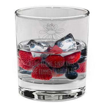Mr. & Mrs. Panda Glas Hummel Blume - Transparent - Geschenk, Gin Glas mit Gravur, Tiere, Hu, Premium Glas, Exklusive Gravur