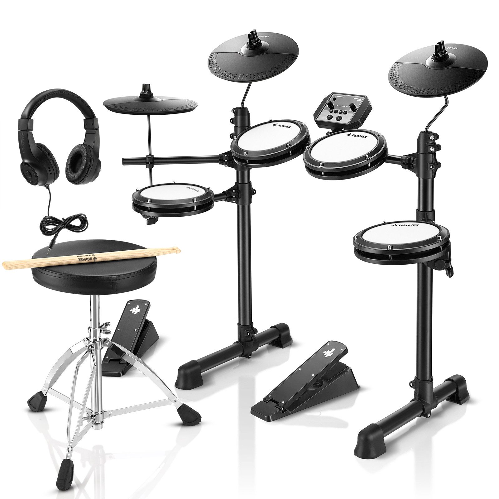 E-Drum Elektronisches Schlagzeug mit 4 leisen Mesh-Pads DED-80