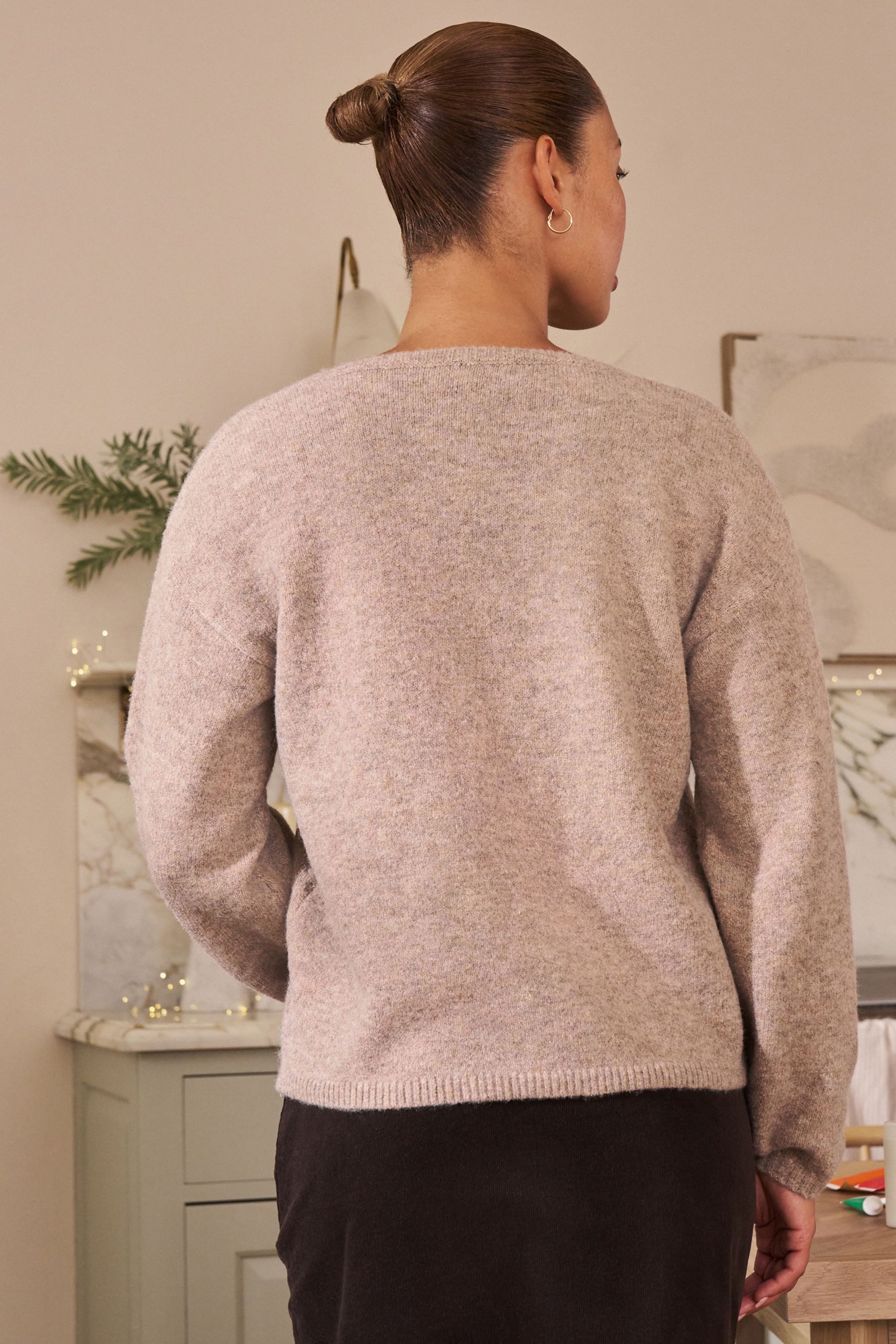 Next Strickpullover Langärmeliger Weihnachtspullover, Kurzgröße (1-tlg) günstig online kaufen