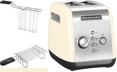 KitchenAid Toaster 5KMT221EAC ALMOND CREAM, 2 kurze Schlitze, für 2 Scheiben, 1100 W, mit Brötchenaufsatz und Sandwichzange