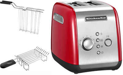 KitchenAid Toaster 5KMT221EER EMPIRE ROT, 2 kurze Schlitze, für 2 Scheiben, 1100 W, mit Brötchenaufsatz und Sandwichzange