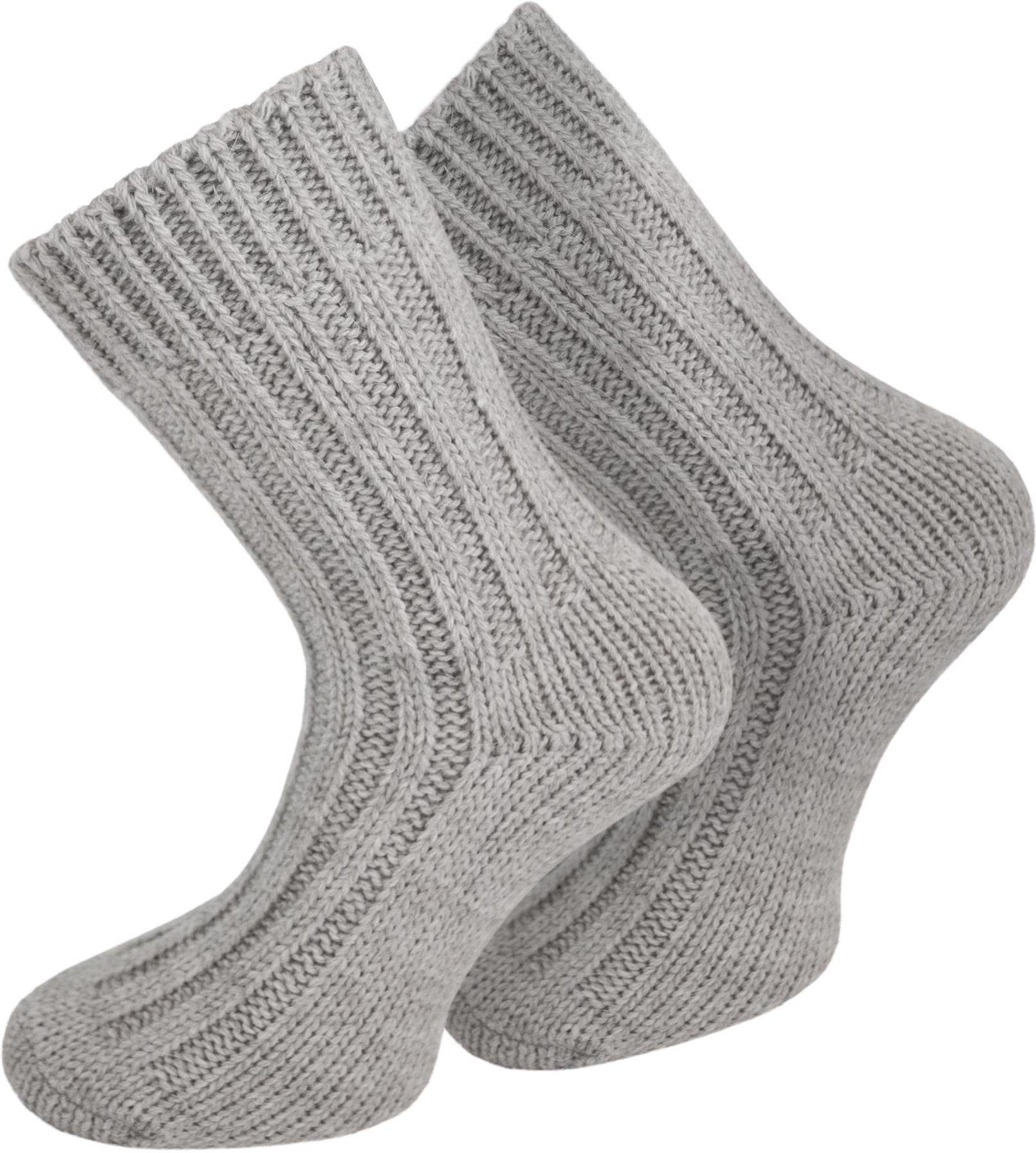 Thermosocken Hellgrau 2 mit Alpaka-Wolle Paar) normani Paar Alpaka-Socken 2 hochwertige Wolle (Set,