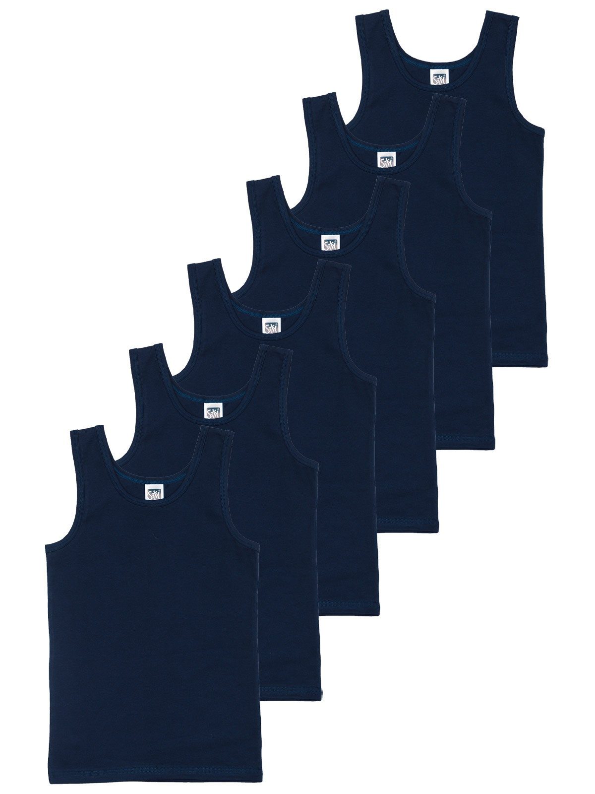 Markenqualität Jersey Sparpack Knaben Sportshirt 6er Sweety Kids 6-St) navy Single hohe Unterhemd (Spar-Set, for