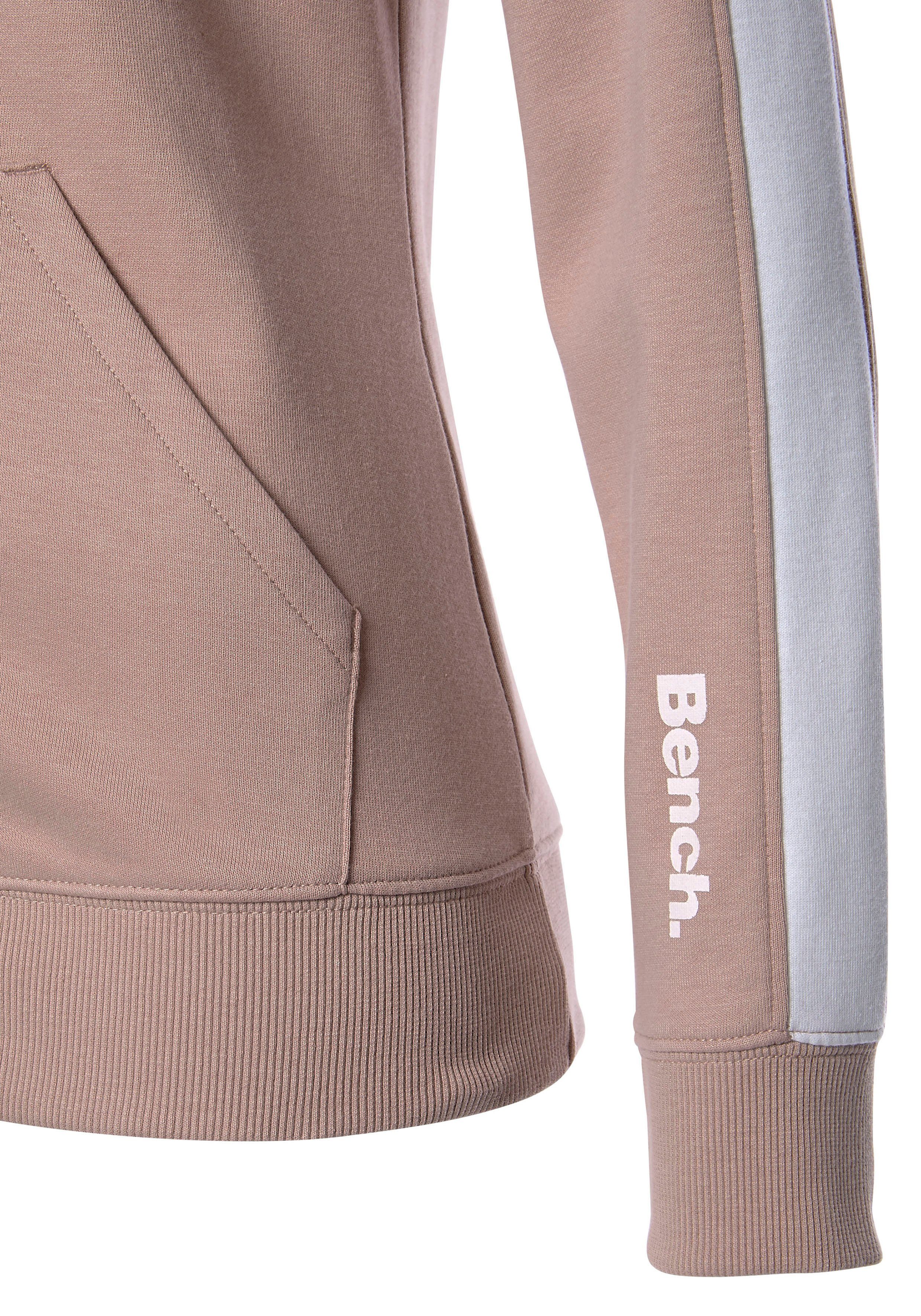 Bench. Loungewear Sweatjacke mit Seitenstreifen und Stehkragen, Loungewear