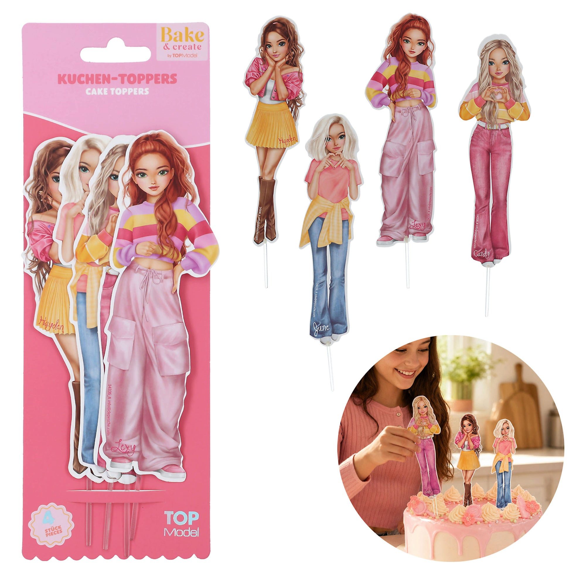 Depesche Spiel TOPModel Kuchen-Topper BAKE and CREATE – 4 Stück
