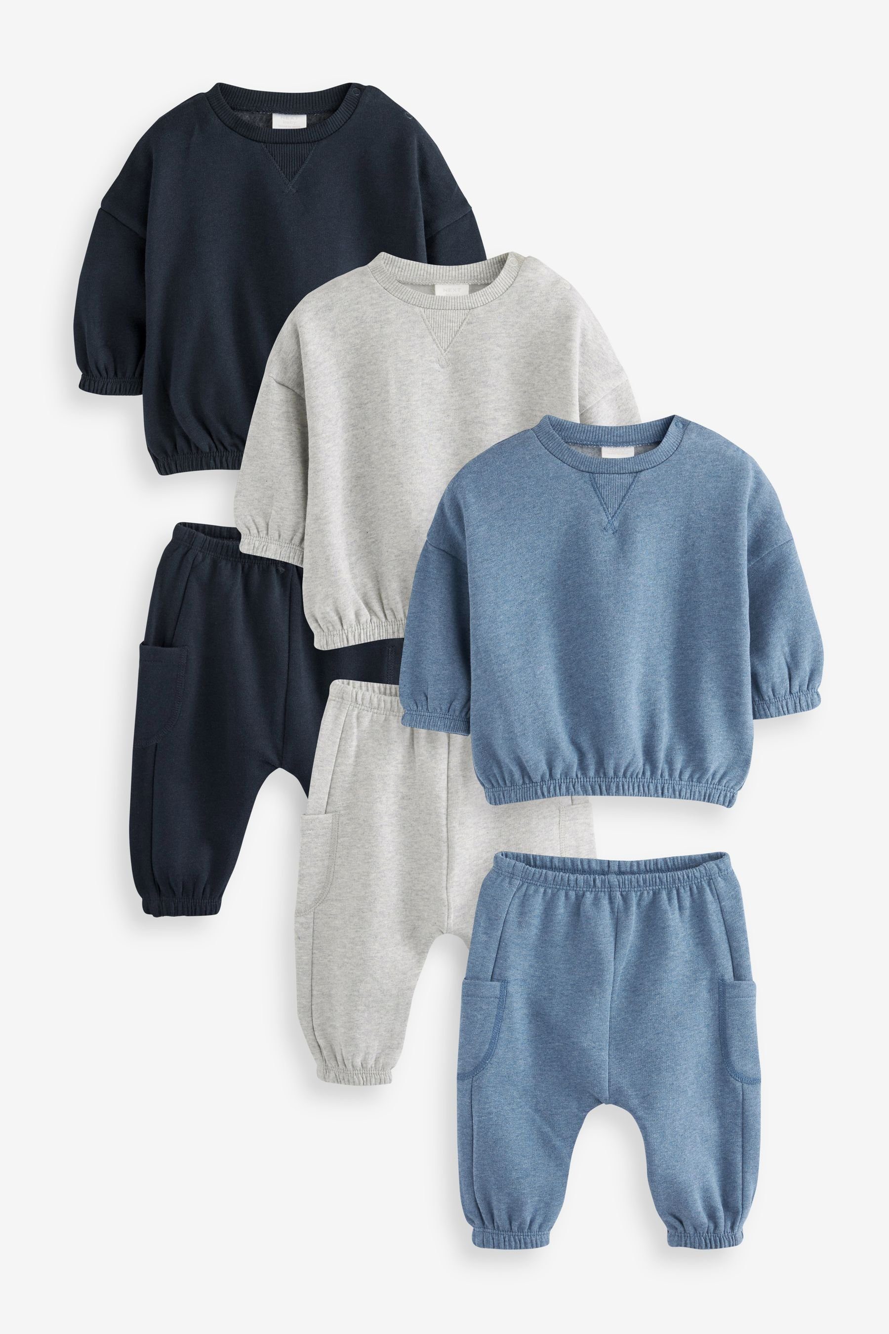 Next Sweatanzug Baby Set mit Sweatshirt und Jogginghose, 6er-Pack (6-tlg) Blue