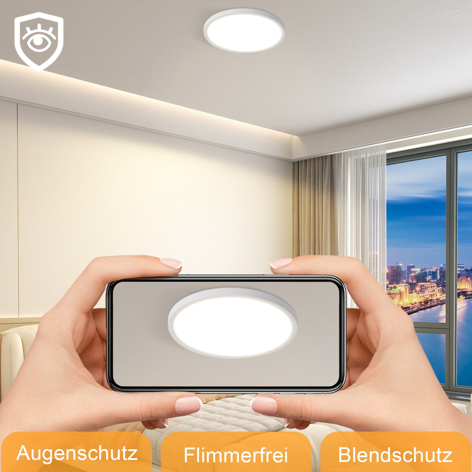 Nettlife LED Deckenleuchte Flach Schlafzimmer Schwarz günstig online kaufen