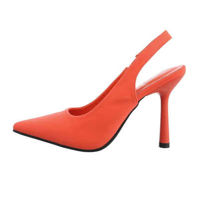 Ital-Design Damen Abendschuhe Elegant High-Heel-Pumps Pfennig-/Stilettoabsatz High Heel Pumps in Orange