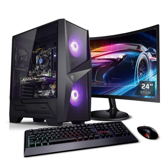 Kiebel Raptor V Gaming-PC-Komplettsystem (24" AMD Ryzen 5 AMD Ryzen 5 5600X RTX 3050 16 GB RAM RGB-Beleuchtung)