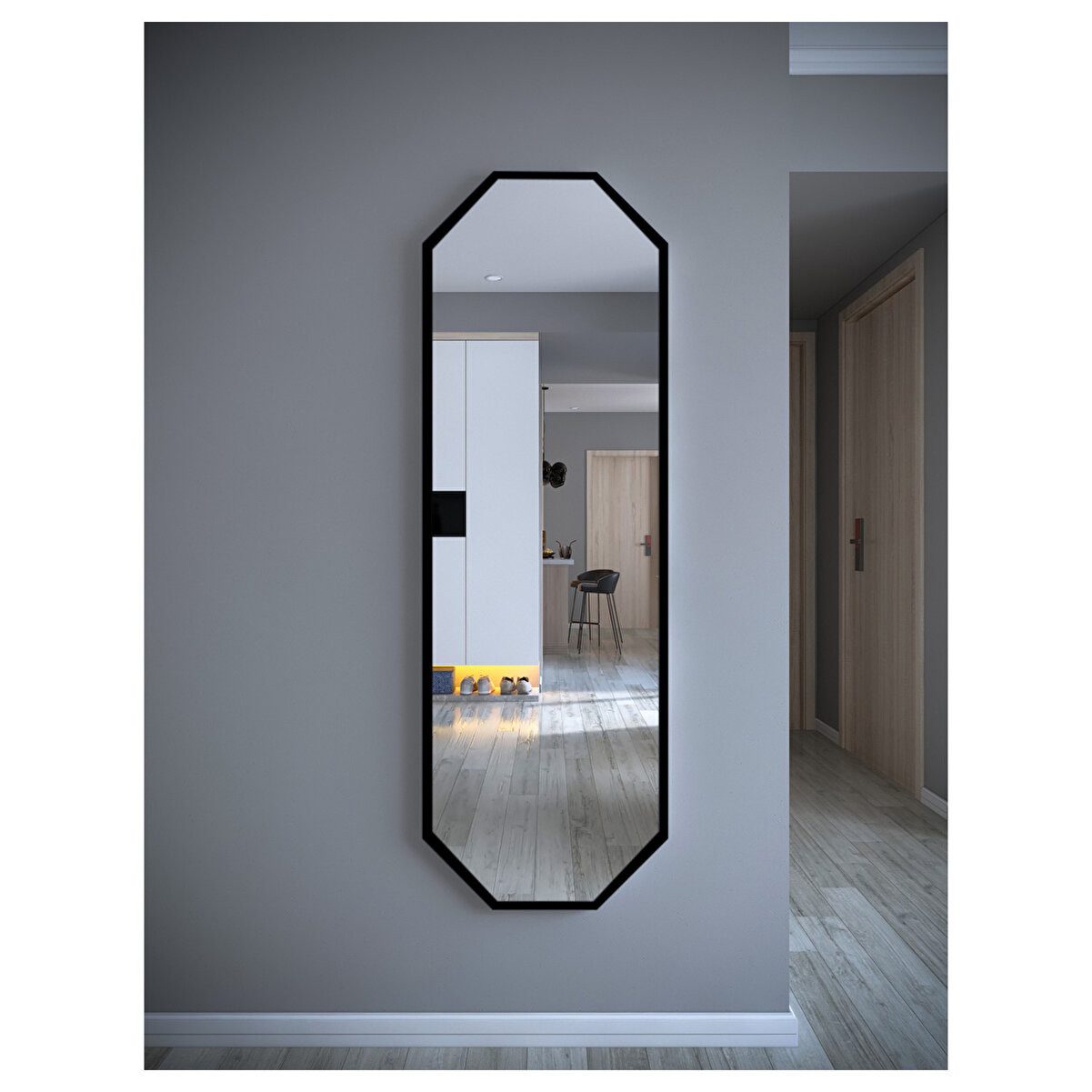 en.casa Spiegel (1-St), Sechseckiges Design, Ganzkörperspiegel 91421435