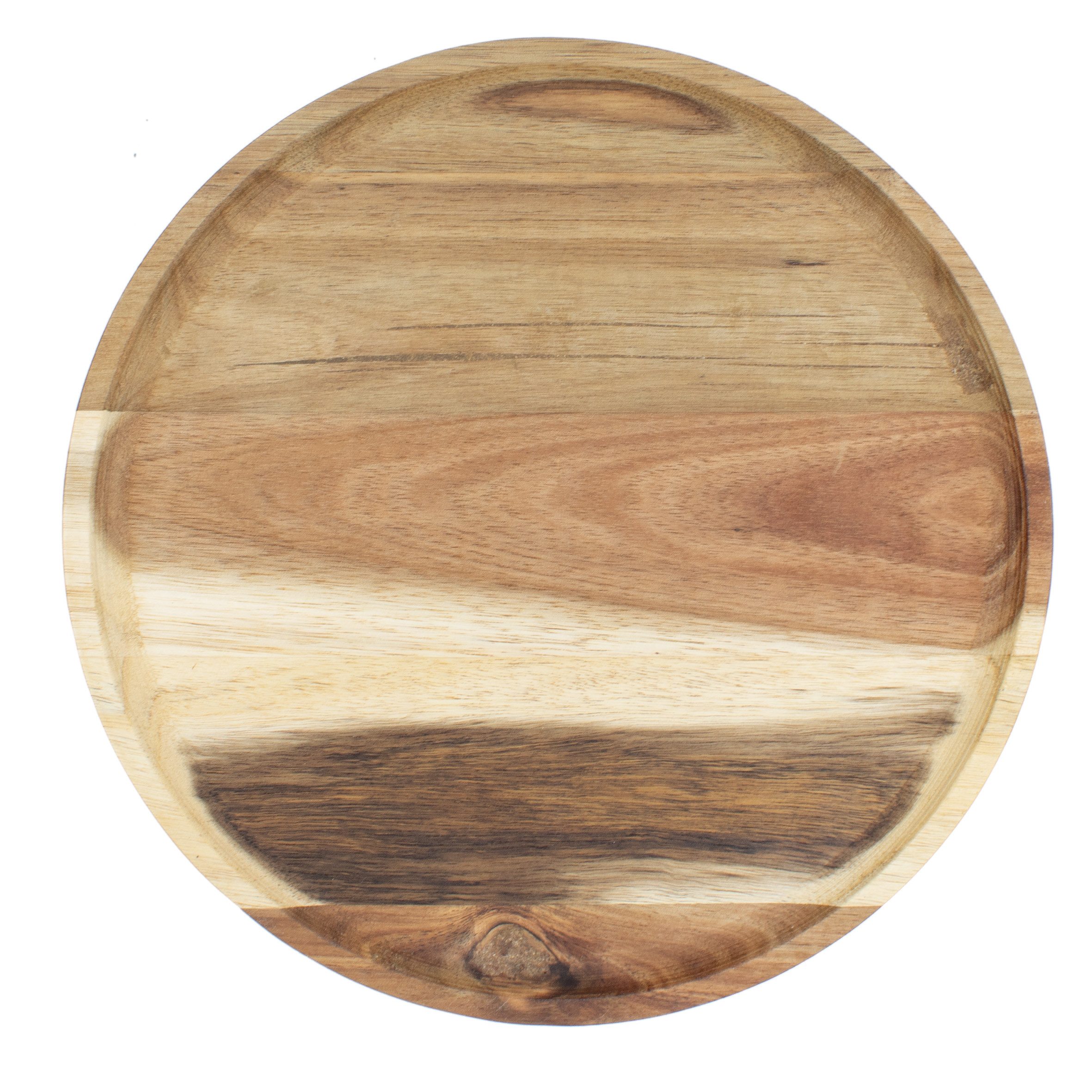 Spetebo Servierplatte Runder Holzteller aus massivem, Akazienholz, (Servierteller, 1-tlg), lebensmittelecht