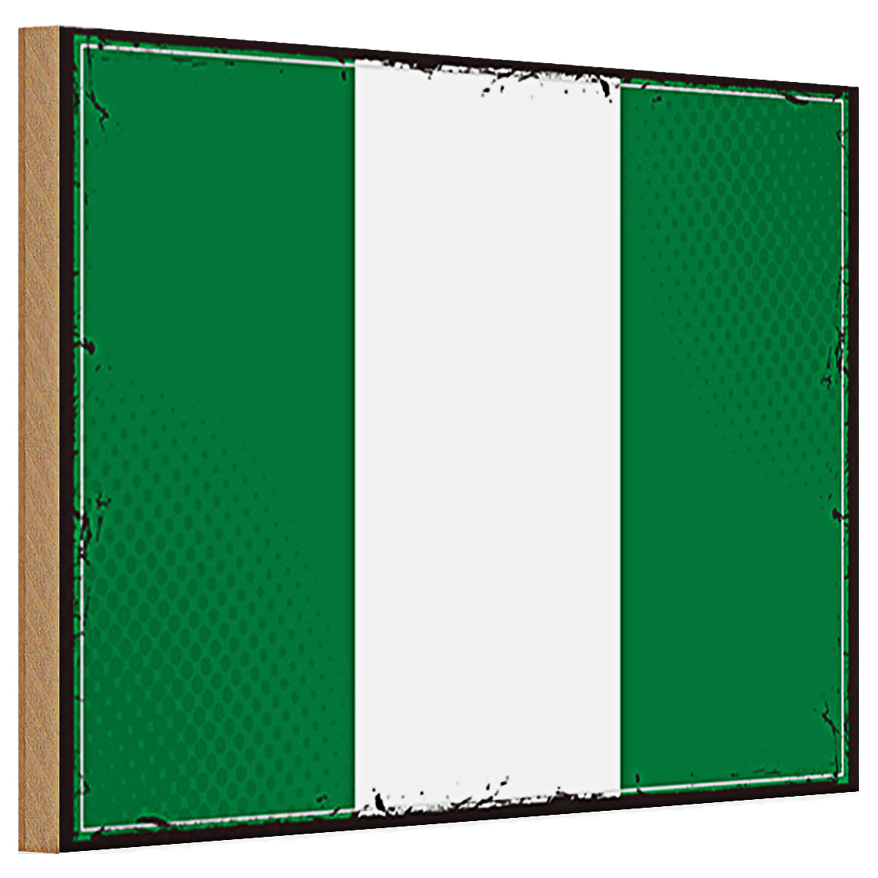 Roomando Holzbild Holzschild Flagge Nigeria 30x20cm Retro Flag of Nigeria