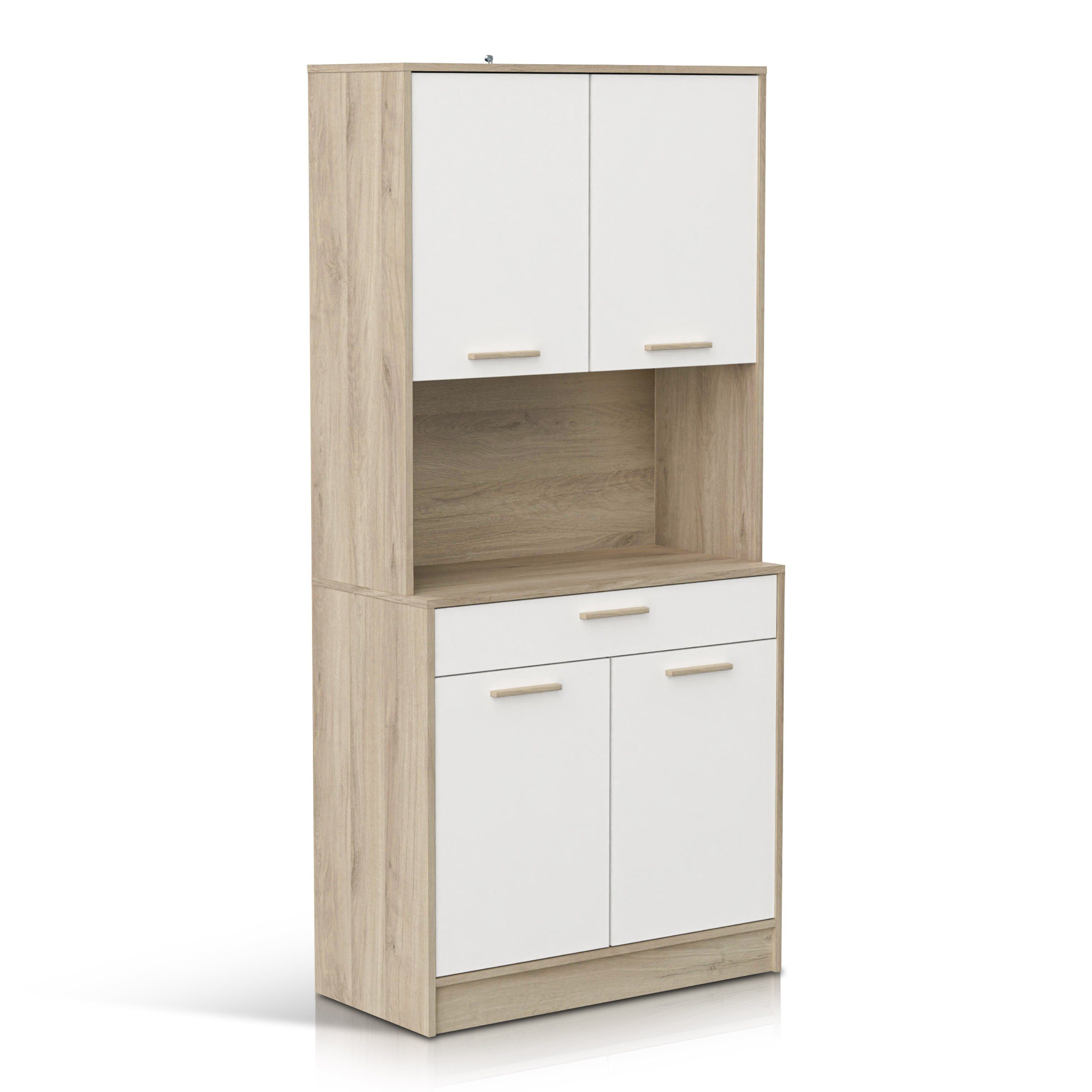 habeig Küchenbuffet Küchenregal Küchenschrank Eiche Küchenmöbel Singleküche günstig online kaufen