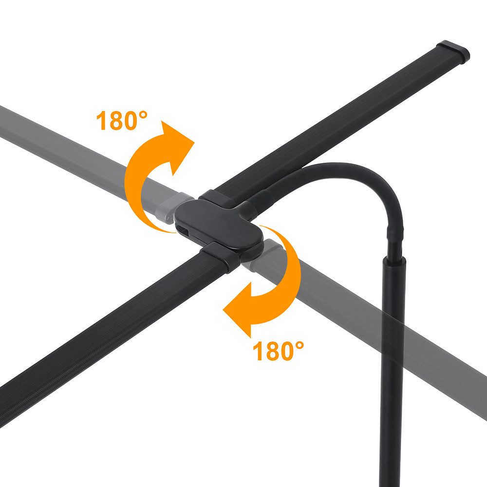LMaxhome LED Stehlampe Dimmbar Doppelkopf Standlicht Modern 360°-Schwanenhals Leselampe Büro, EU-Stecker, LED fest integriert, 4 Höhenverstellbar(50–158CM), 10  – Bild 5 von 5