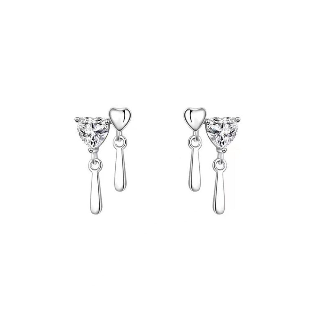 POCHUMIDUU Paar Ohrhänger s925 sterling silber doppel herz ohrringe (2-tlg., 925 Sterling Silber + Zirkonia), Für ein Mädchen oder eine Dame