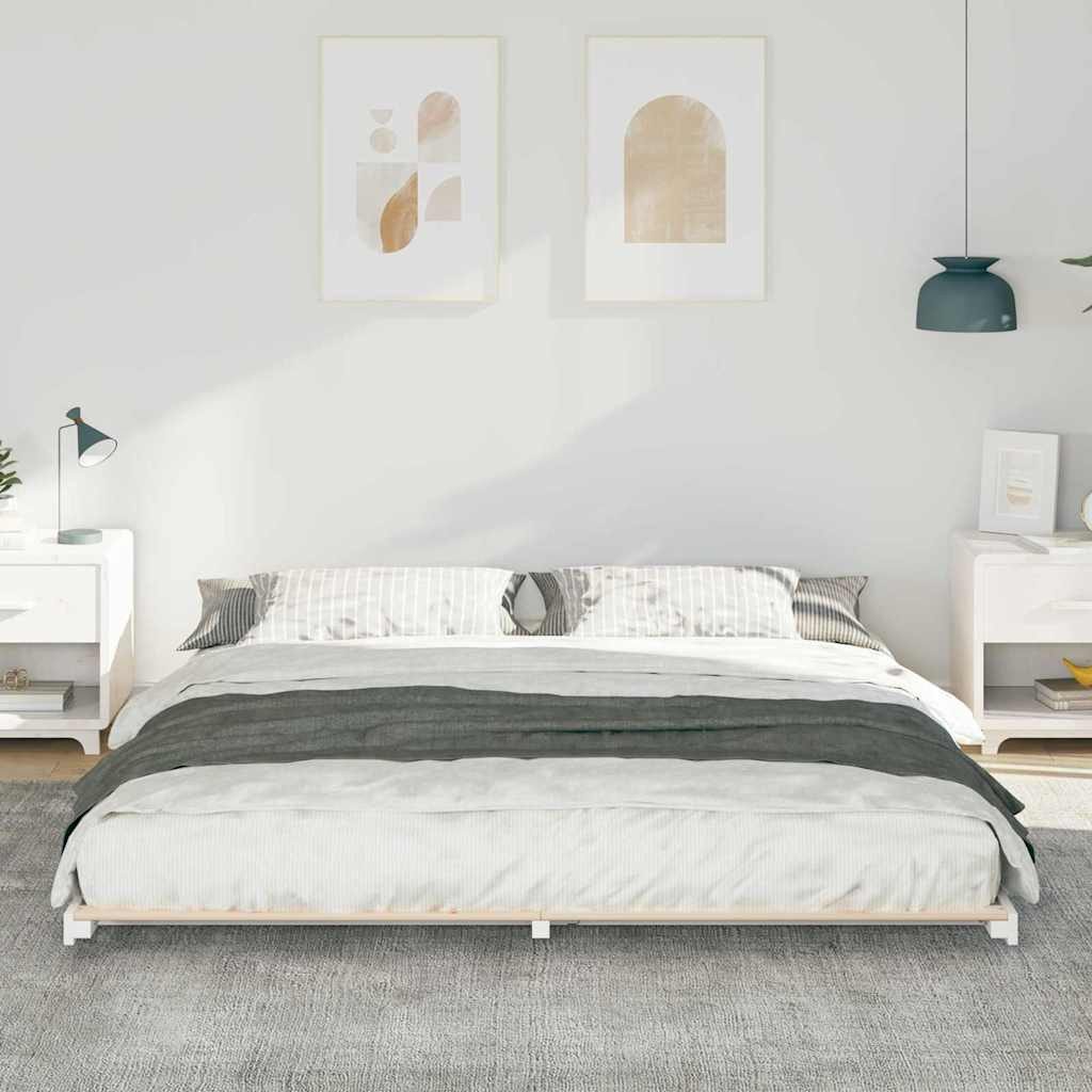 vidaXL Bett Bodenbettgestell Weiß 180 x 200 cm Massivholz Kiefer (1-tlg) günstig online kaufen