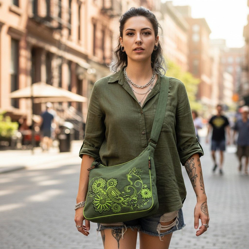 Guru-Shop Schultertasche Schultertasche, Hippie Tasche, Goa Tasche - grün günstig online kaufen