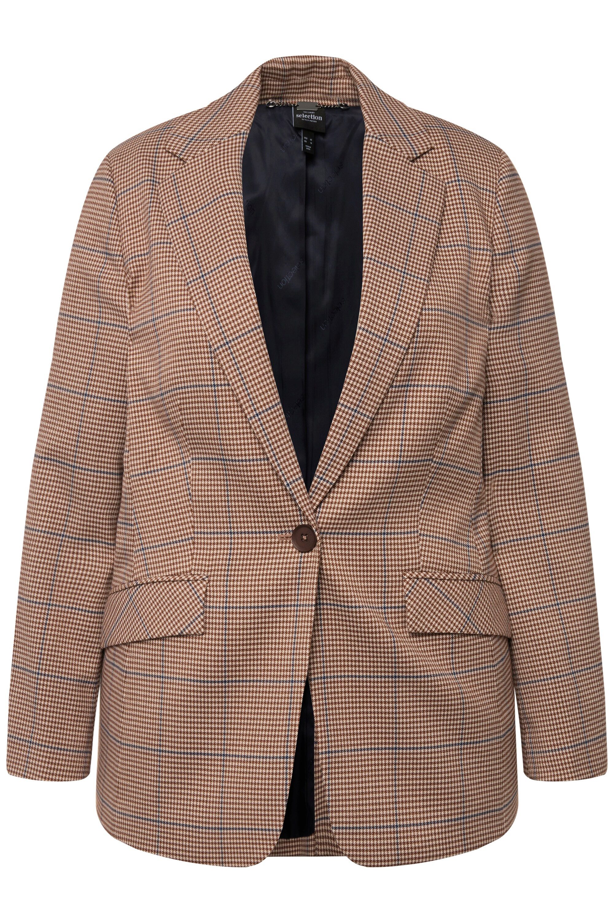 Ulla Popken Blusenblazer Blazer Karomuster Reverskragen günstig online kaufen