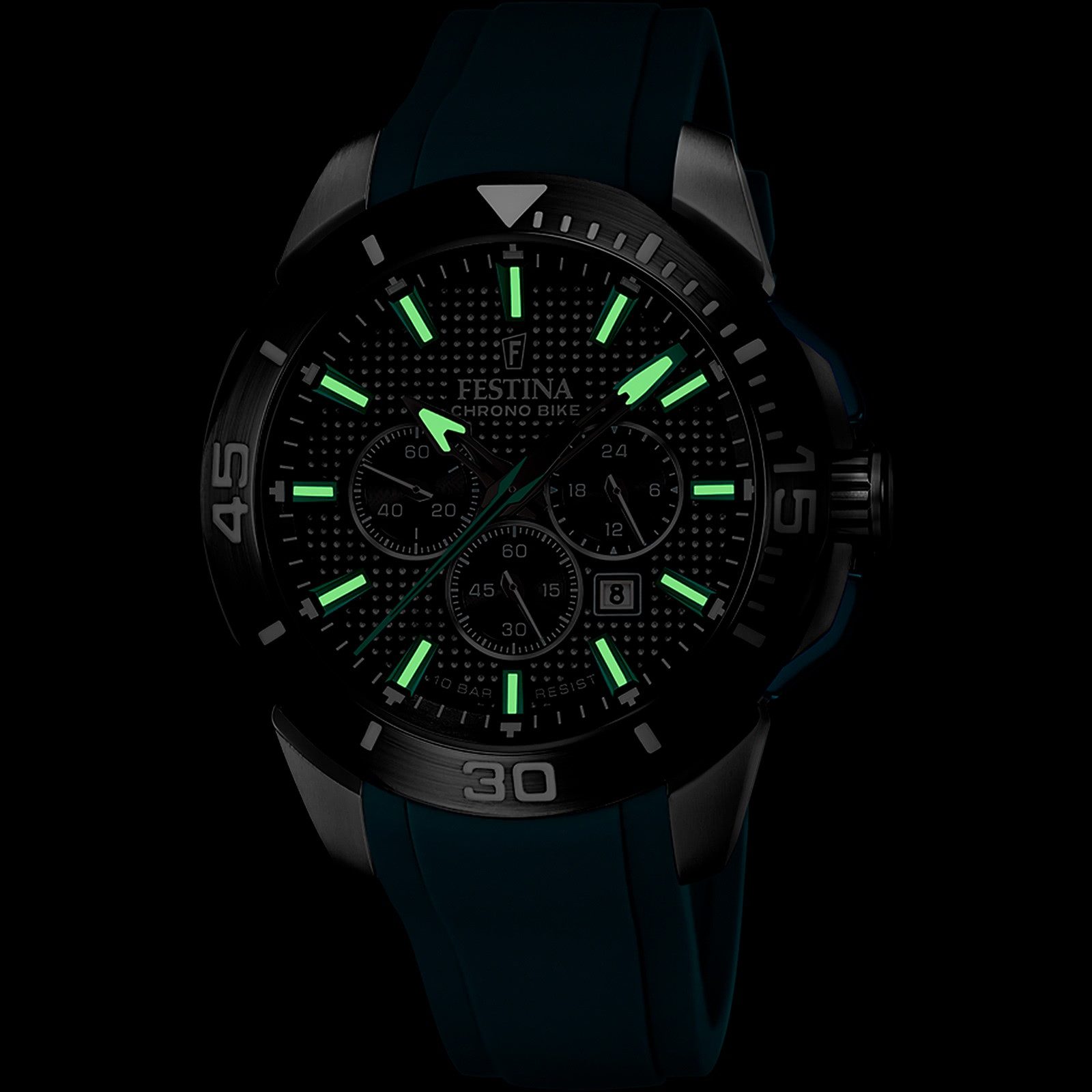 Festina Quarzuhr Festina Herrenuhr Kautschuk grün Festina, (Analoguhr), Herren Armbanduhr rund, Kautschukarmband grün, Sport