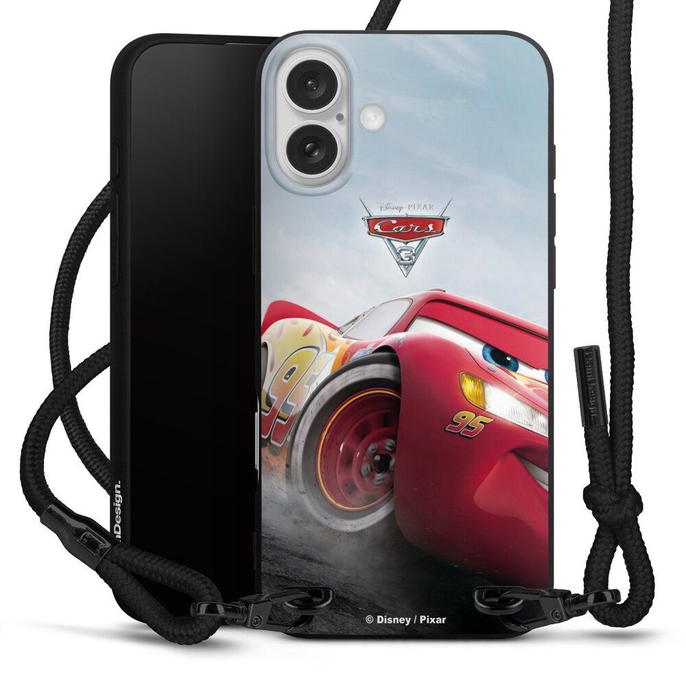 DeinDesign Handyhülle Lightning Mcqueen 95 Offizielles Lizenzprodukt Cars, Apple iPhone 16 Plus Premium Handykette Hülle mit Band Cover mit Kette