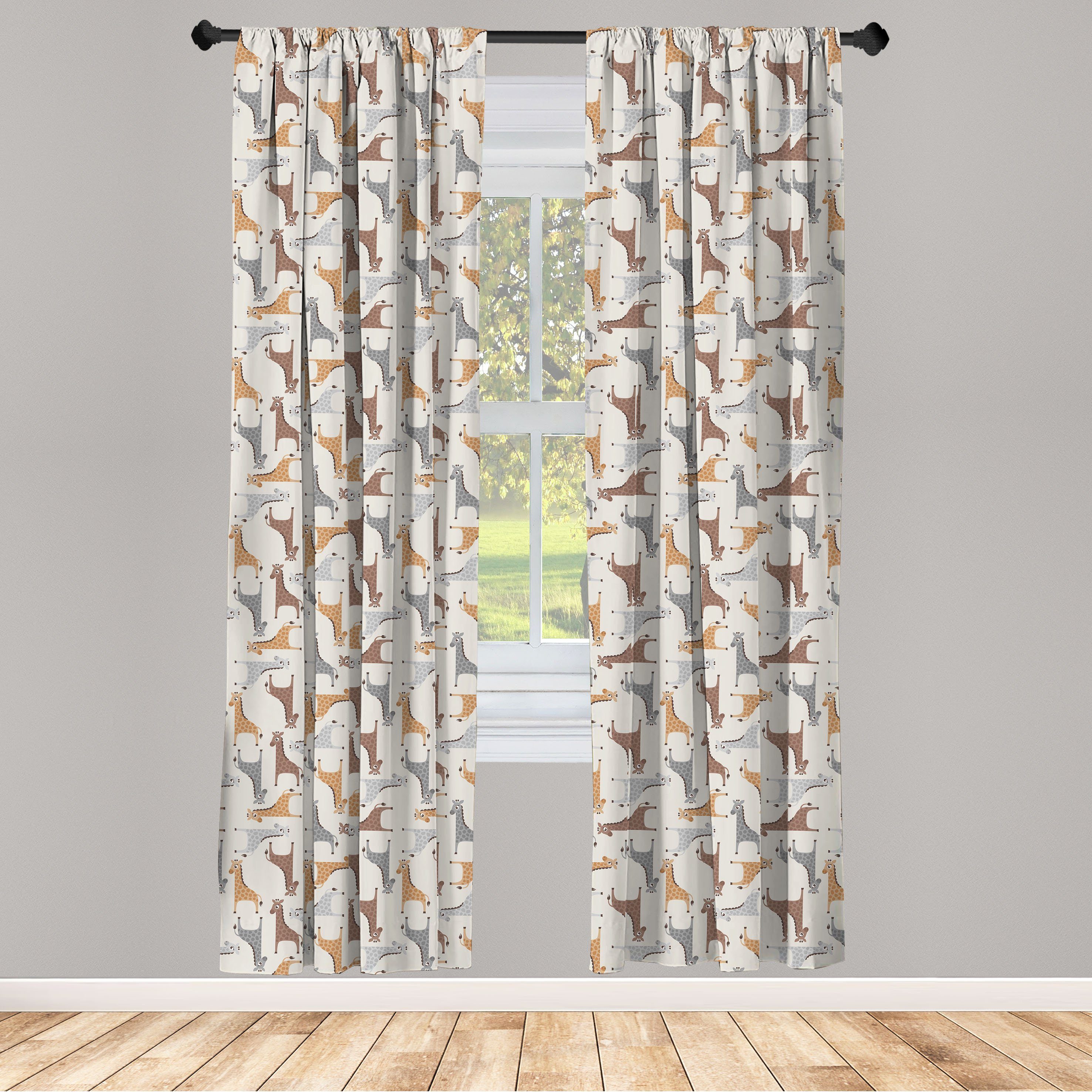 Gardine Vorhang für Wohnzimmer Schlafzimmer Dekor, Abakuhaus, Microfaser, Giraffe Long Neck mit Spots