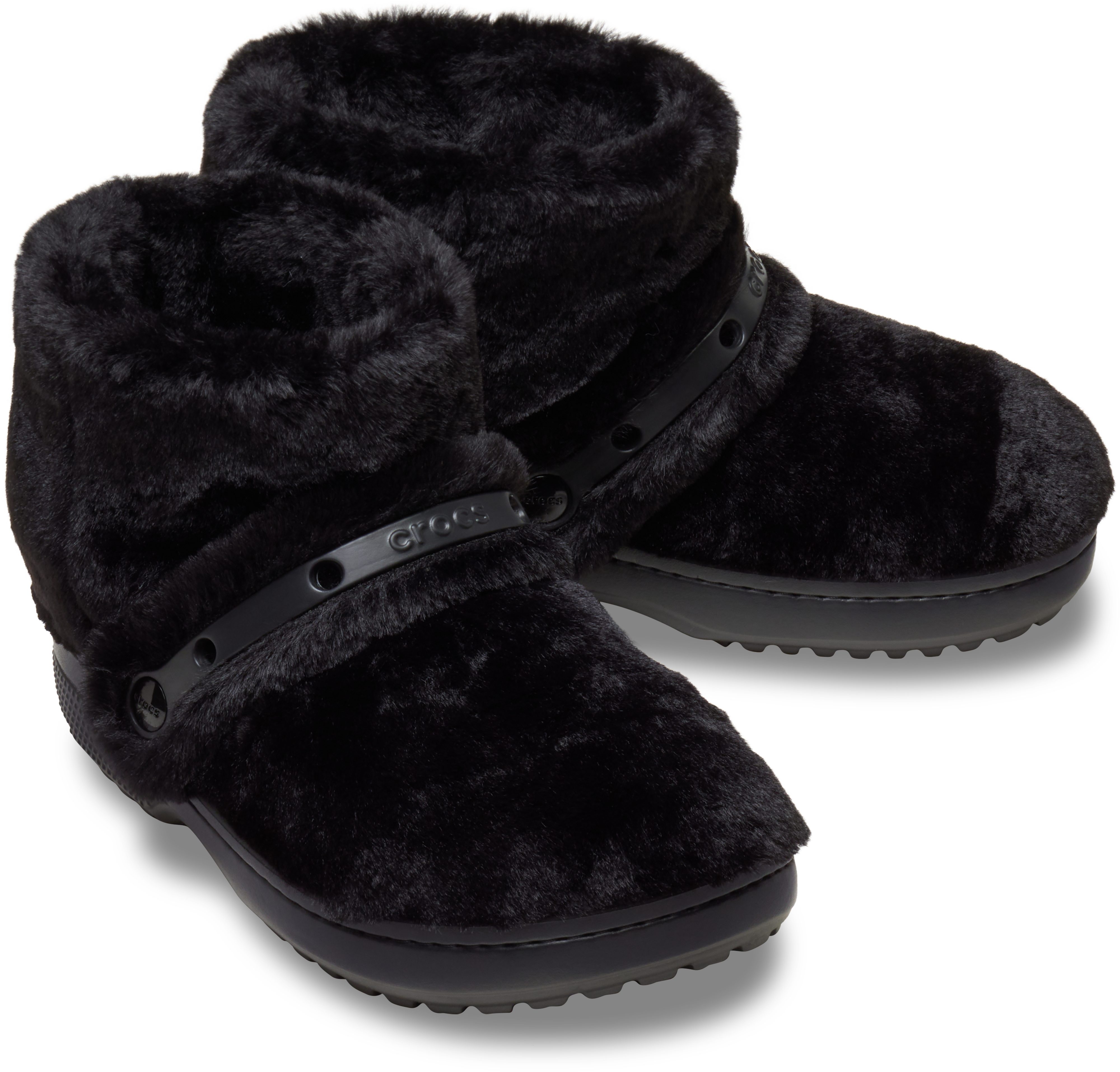 Crocs Unfurgettable Boot Winterboots Schlupfboots, Hausschuh mit Klettriemchen, Warmfutter