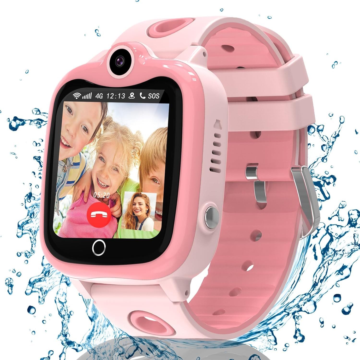 Ruopoem GPS und Telefon Videoanruf IP68 Wasserdicht Kinder%27s Smartwatch (Android/iOS), Spiele Schulmodus Kamera Wecker,Geschenke für Mädchen Jungen