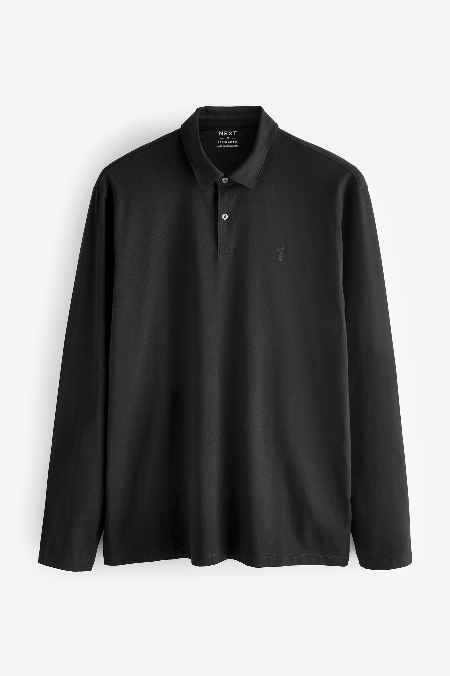 Next Langarm-Poloshirt Langärmeliges Poloshirt aus Jersey (1-tlg) Black