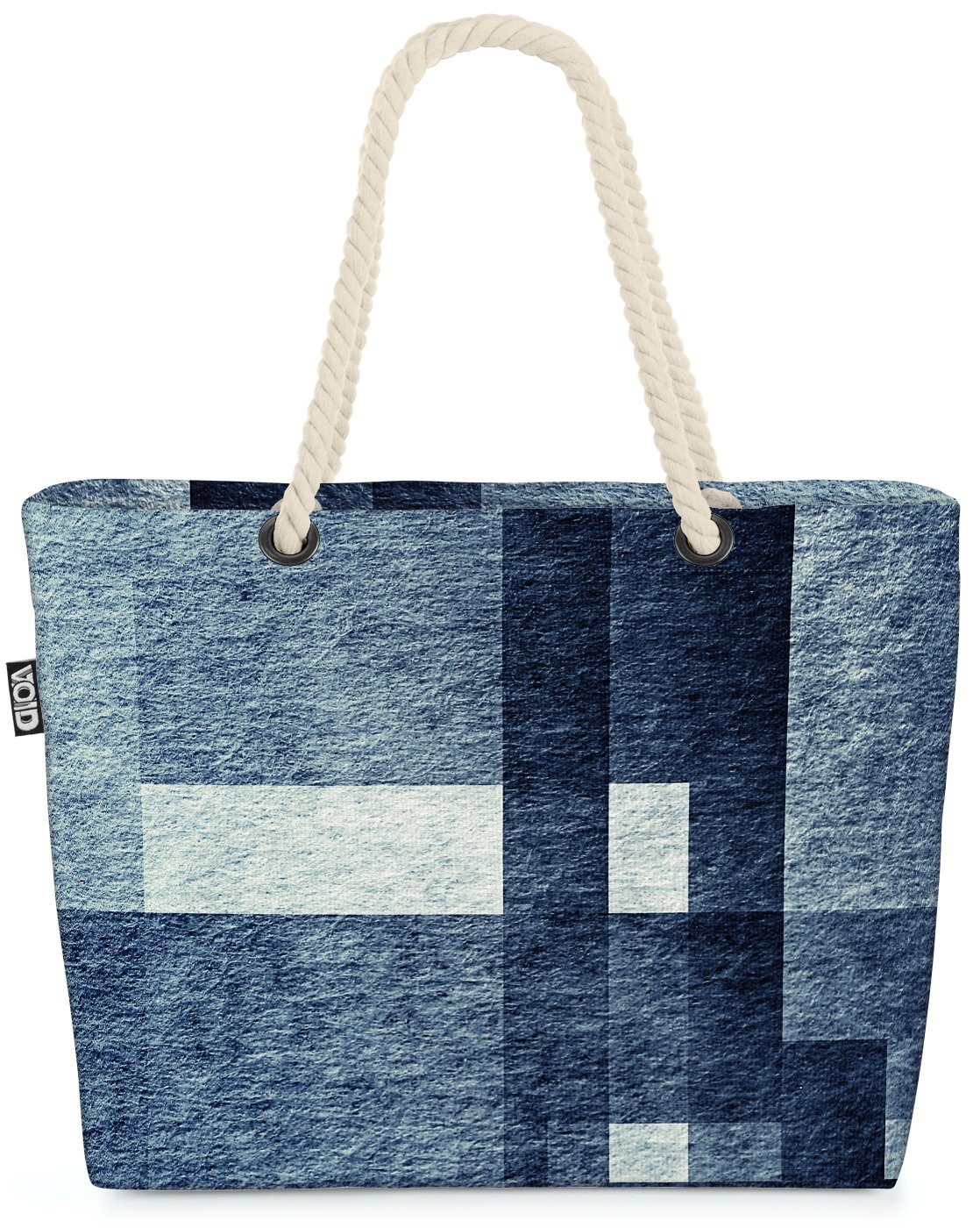 VOID Strandtasche (1-tlg), Abstrakte Flächen Beach Bag Fliesen Muster Blau Grau gemustert geometrisch