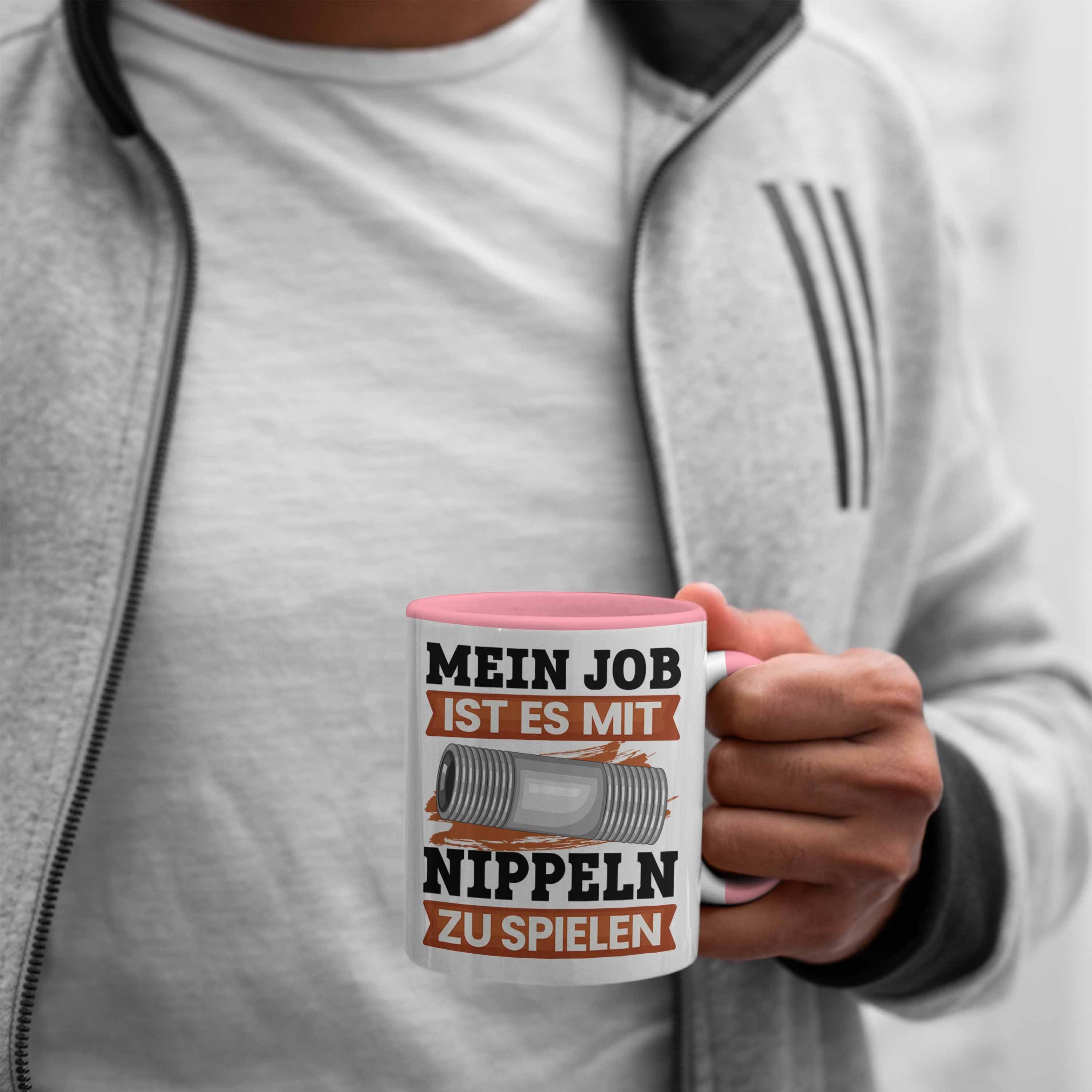 Heizungsbauer Spruch Trendation Spielen Klempner Lustiger Nippeln Rosa Tasse Tasse Geschenk