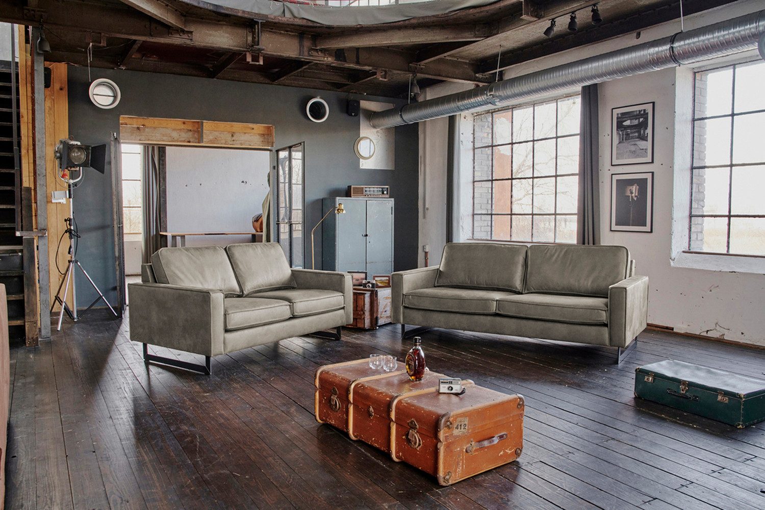 KAWOLA Sofa VILNIUS, Couch Lederfaserstoff, 2-Sitzer oder 3-Sitzer, verschiedene Farben