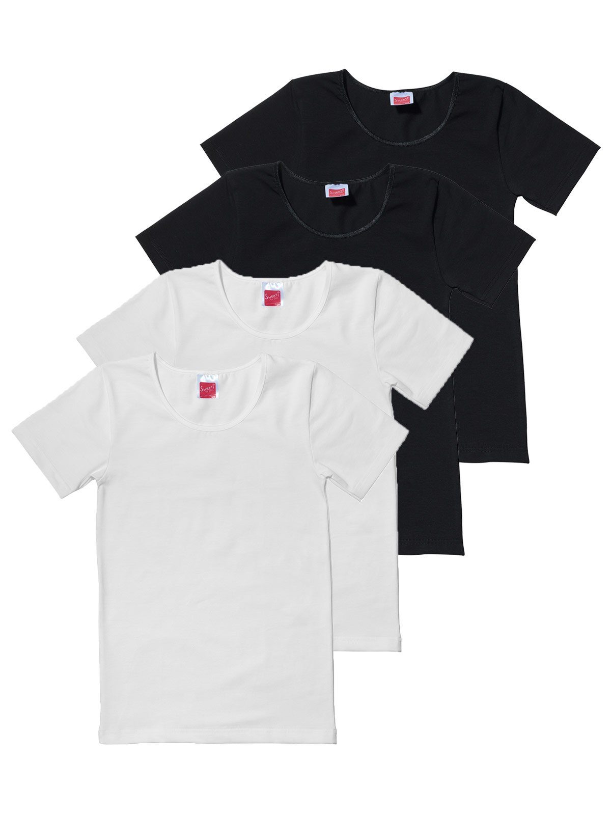 Sweety for Kids Unterhemd 4er Sparpack Mädchen Shirt Single Jersey (Spar-Set, 4-St) hohe Markenqualität weiss schwarz