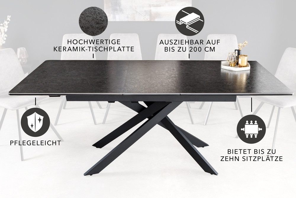 riess-ambiente Esstisch ALPINE 160-200cm anthrazit/schwarz - Keramik, Metall, ausziehbar (Einzelartikel, 1-St), mit Platz für 10 Personen – ideal für Esszimmer  – Bild 4 von 5