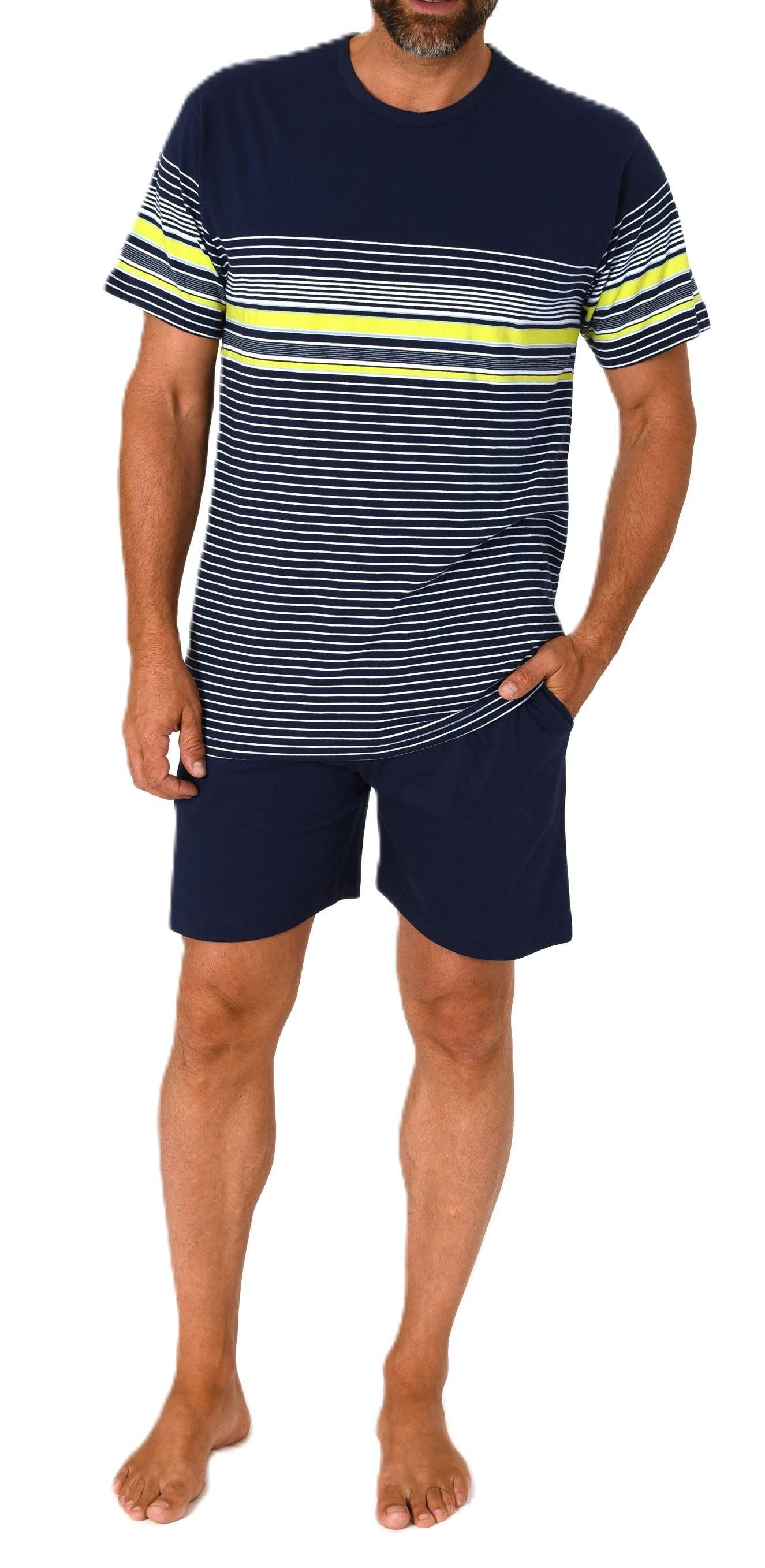 Normann Pyjama Normann Herren kurzarm Schlafanzug Shorty in eleganter Strei günstig online kaufen