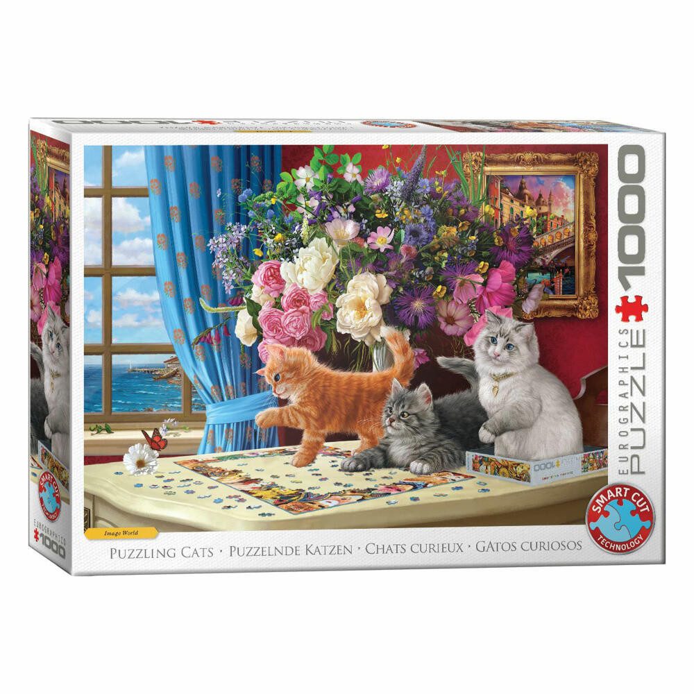 EUROGRAPHICS Puzzle Puzzelnde Katzen- Image World, 1000 Puzzleteile